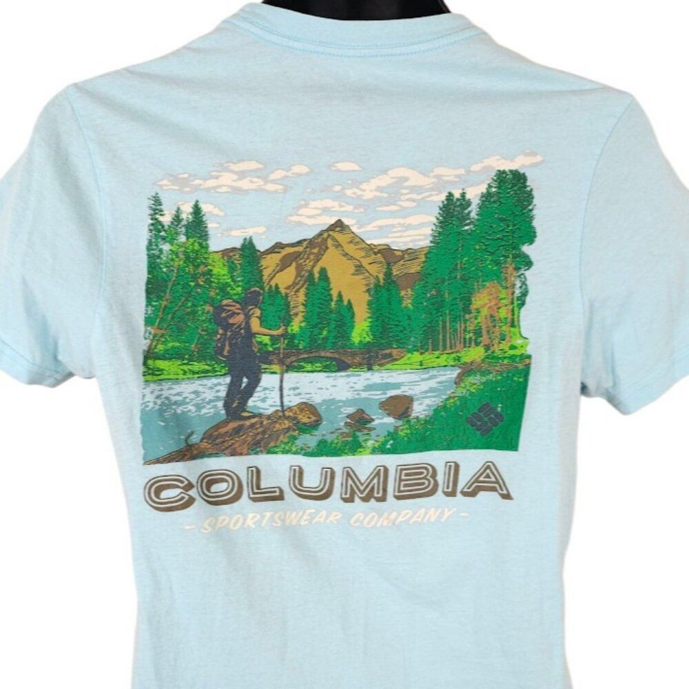 Oregon Hiking T Shirt Mens Size Small Blue Columbia Sportswear Outdoors